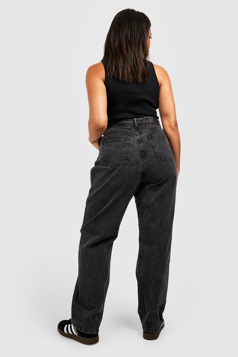 High waisted straight store leg jeans black